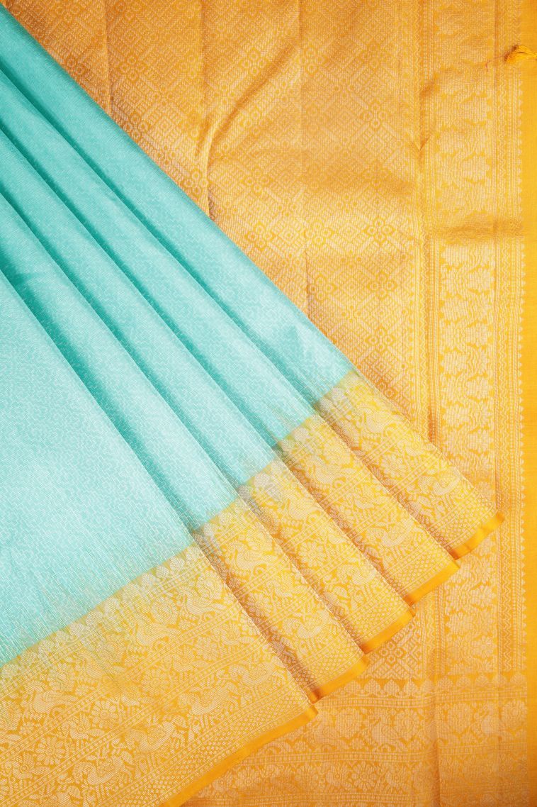 Admiral Blue Soft Silk Saree with Silver Zari Geometric Shapes view 1