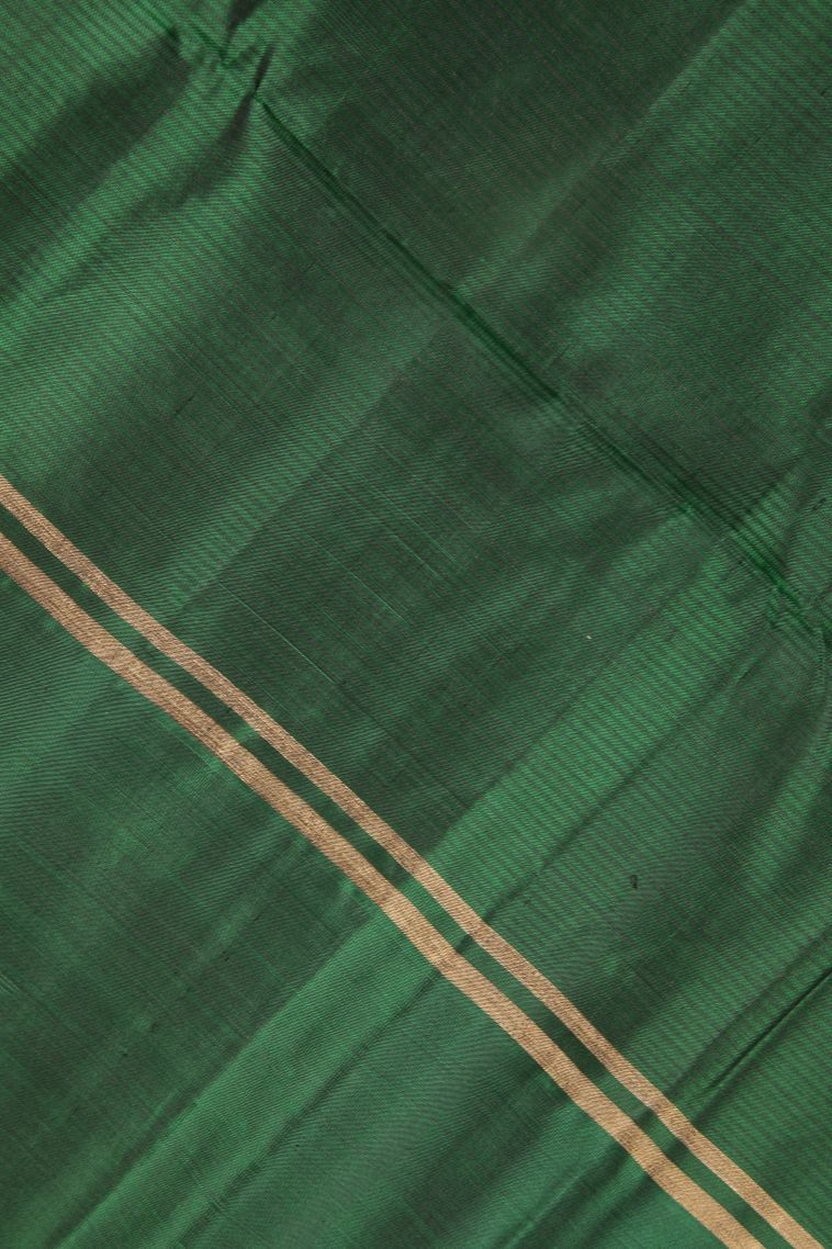 Chartreuse Green Soft Silk Saree with Gold Zari Stripes view 3