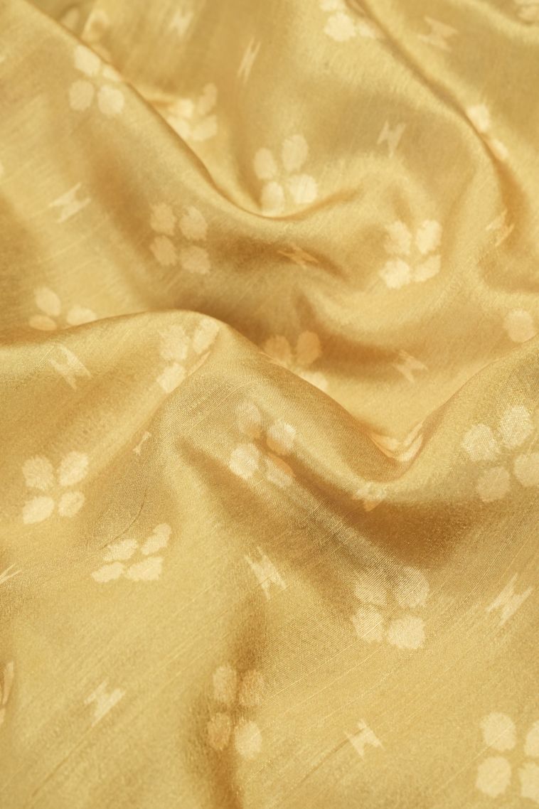 Cream White Tussar Saree with Without Zari Zari Buttis (small Dots Or Motifs) view 3