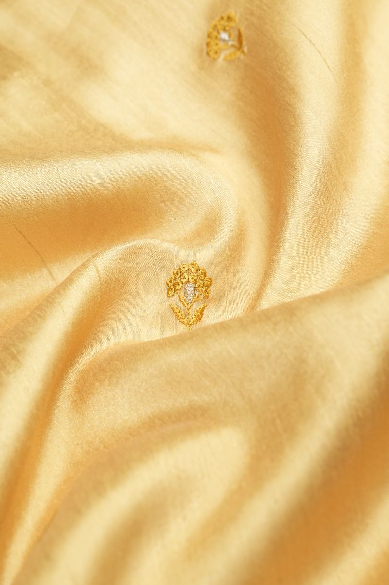 Cream White Tussar Saree with Without Zari Zari Buttis (small Dots Or Motifs) view 4