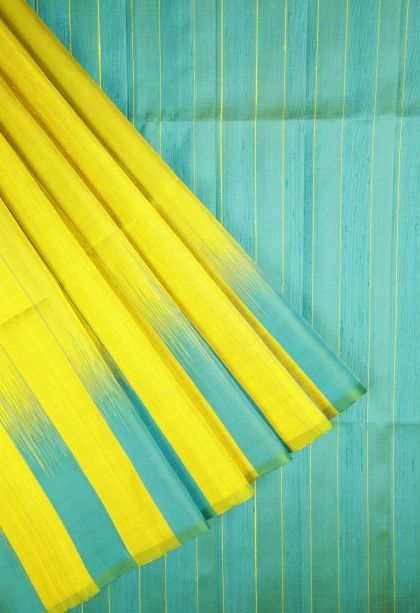 Chartreuse Green Soft Silk Saree with Silver Zari Plain