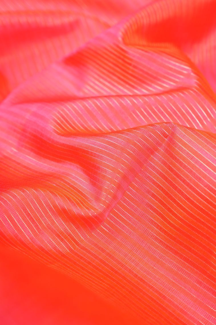 Fuscia Pink Soft Silk Saree with Silver Zari Stripes view 4