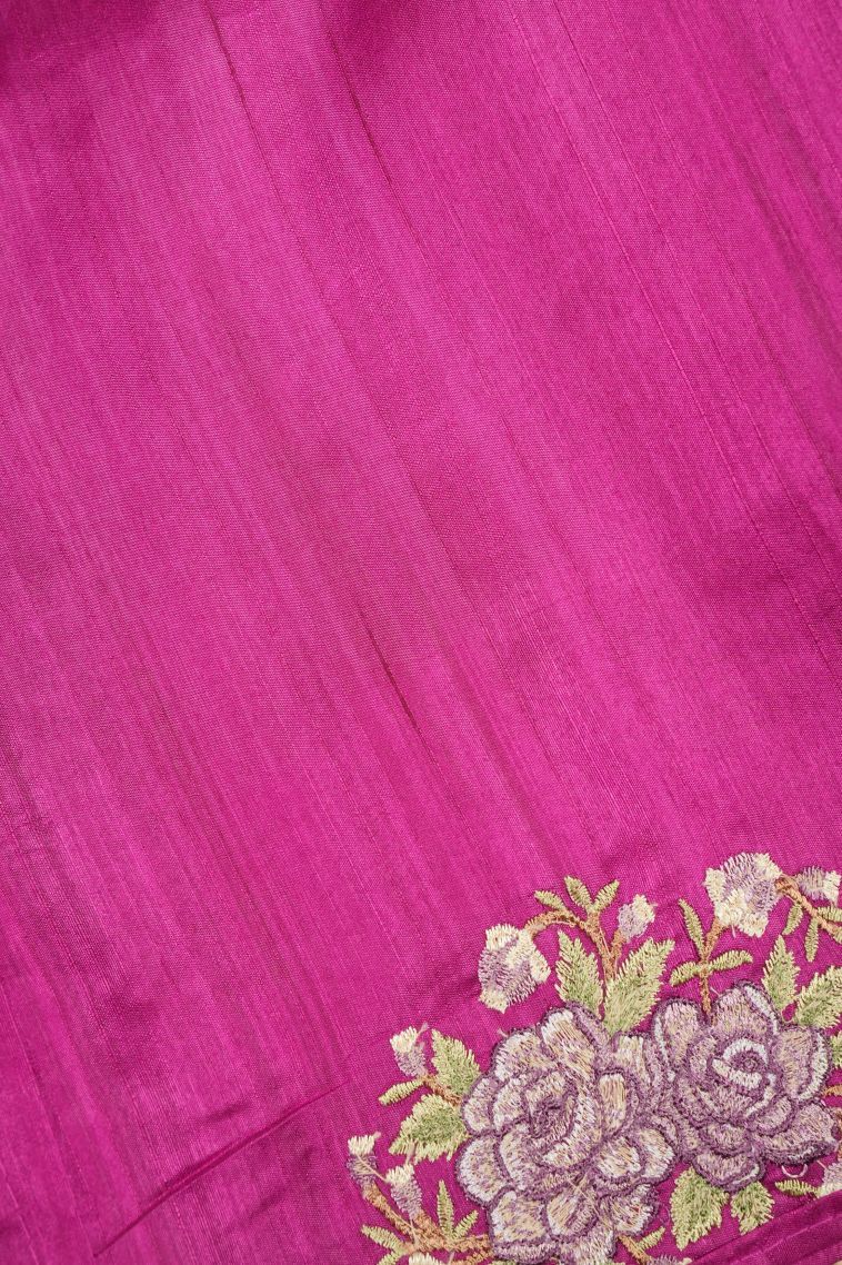 Magenta Purple Tussar Saree with Without Zari Zari Buttis (small Dots Or Motifs) view 3