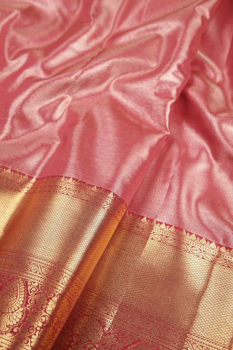 Lavender Purple Tissue Silk Sarees with Silver Zari Floral Patterns view 3