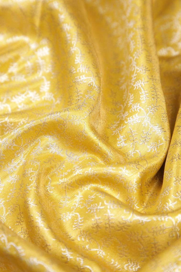 Gold Tissue Silk Sarees with Silver Zari Floral Patterns view 4