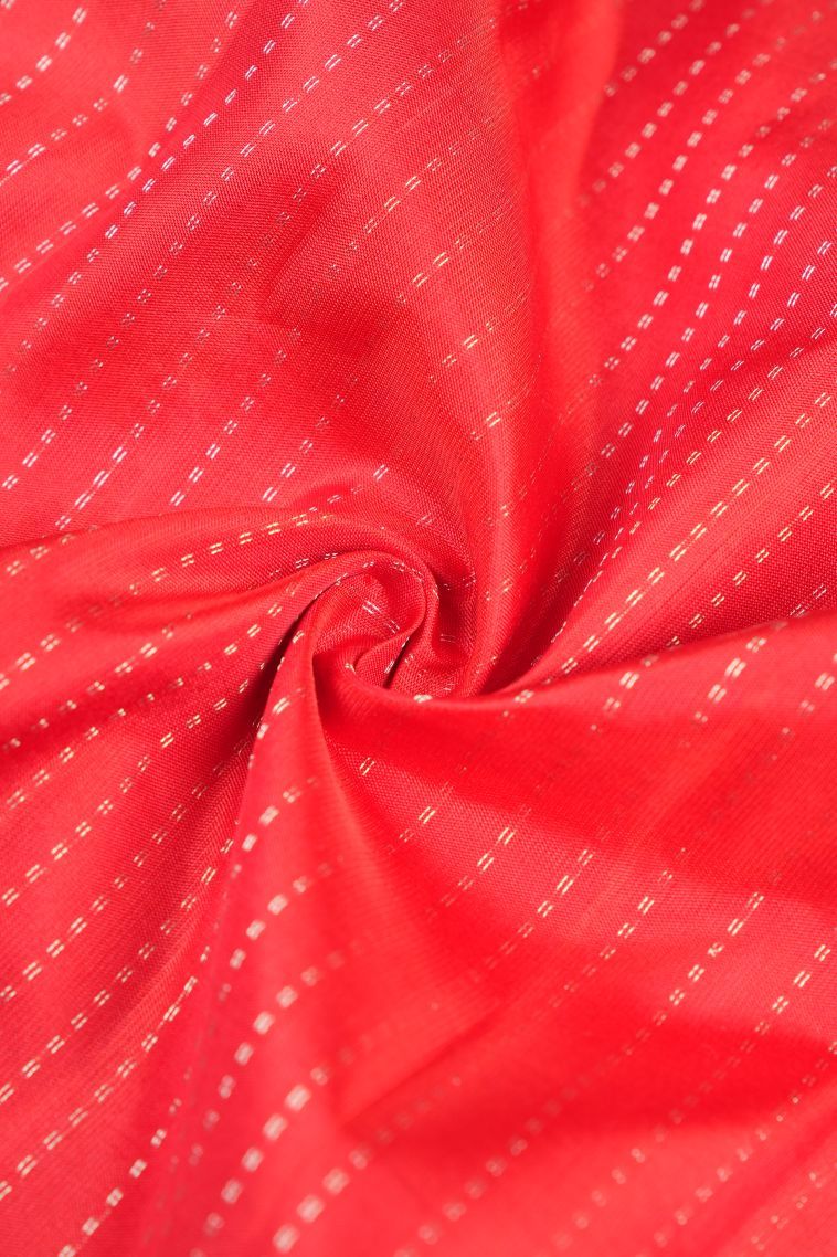 Punch Pink Soft Silk Saree with Silver Zari Stripes view 4