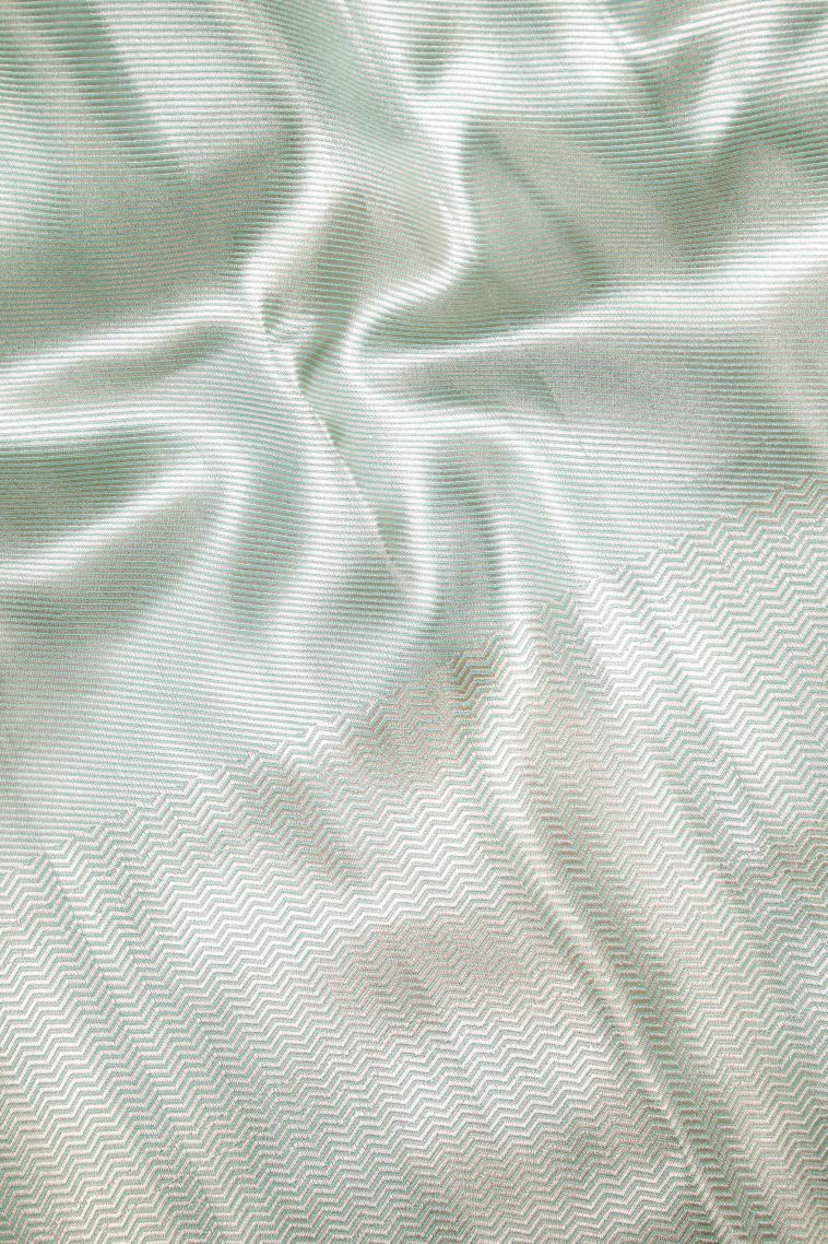 Arctic Blue Tissue Silk Sarees with Silver Zari Stripes view 3