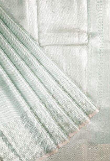 Arctic Blue Tissue Silk Sarees with Silver Zari Stripes