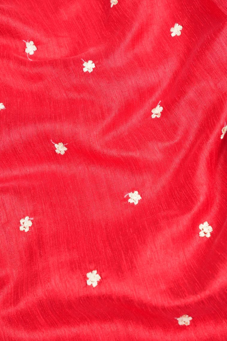 Rose  Red Tussar Saree with Without Zari Zari Buttis (small Dots Or Motifs) view 3