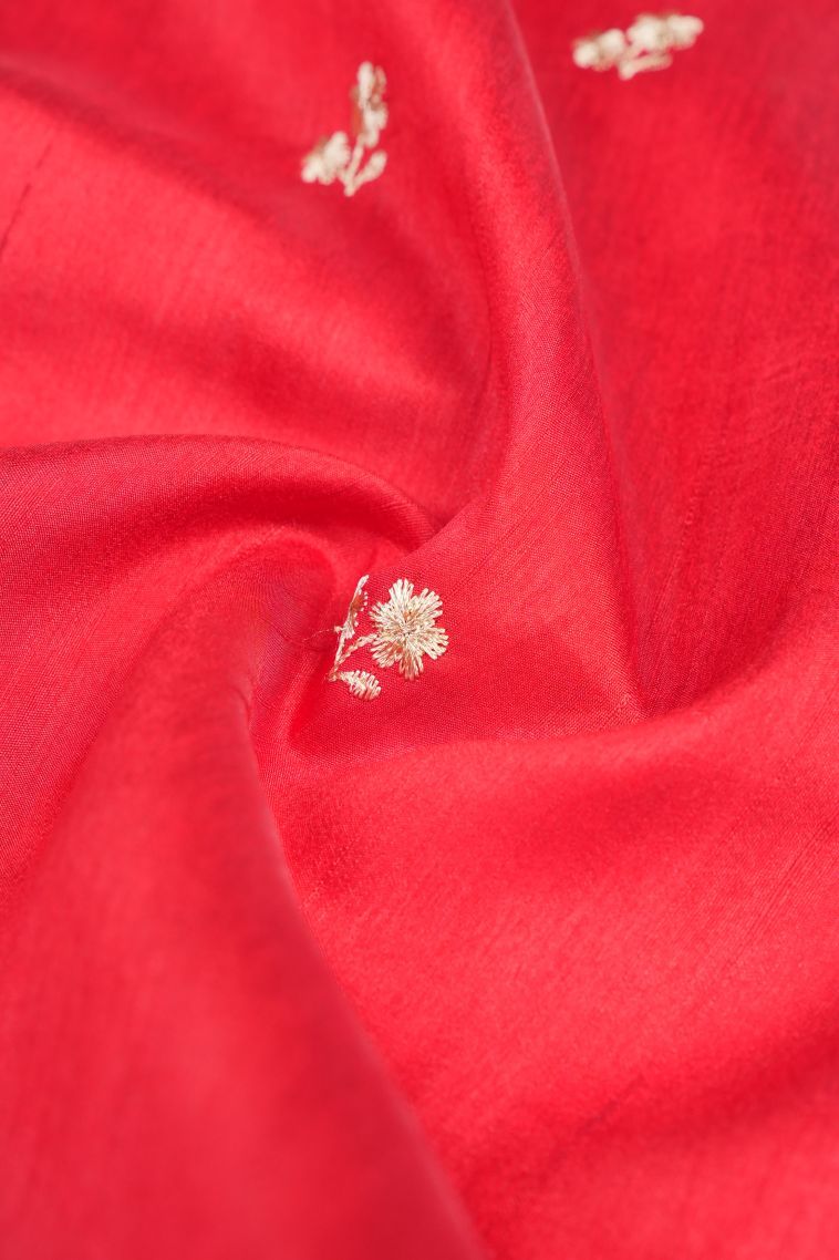 Rose  Red Tussar Saree with Without Zari Zari Buttis (small Dots Or Motifs) view 4