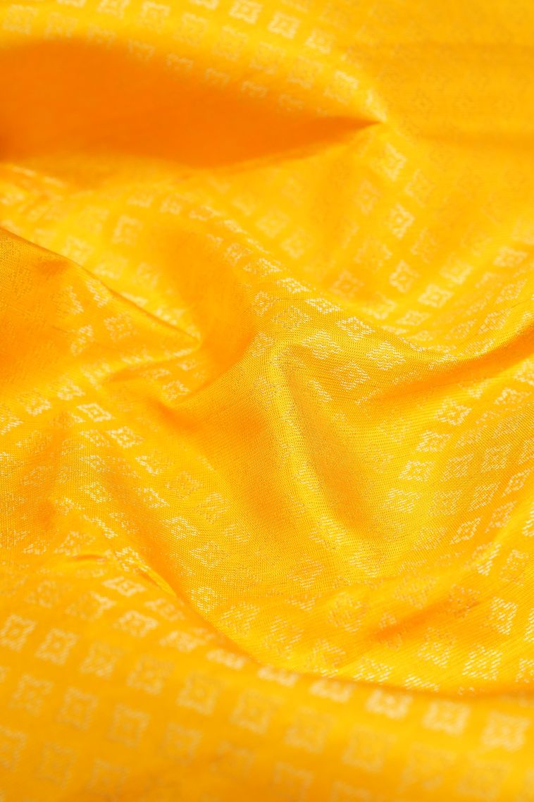Latte Yellow Soft Silk Saree with Gold Zari Buttis (small Dots Or Motifs) view 4