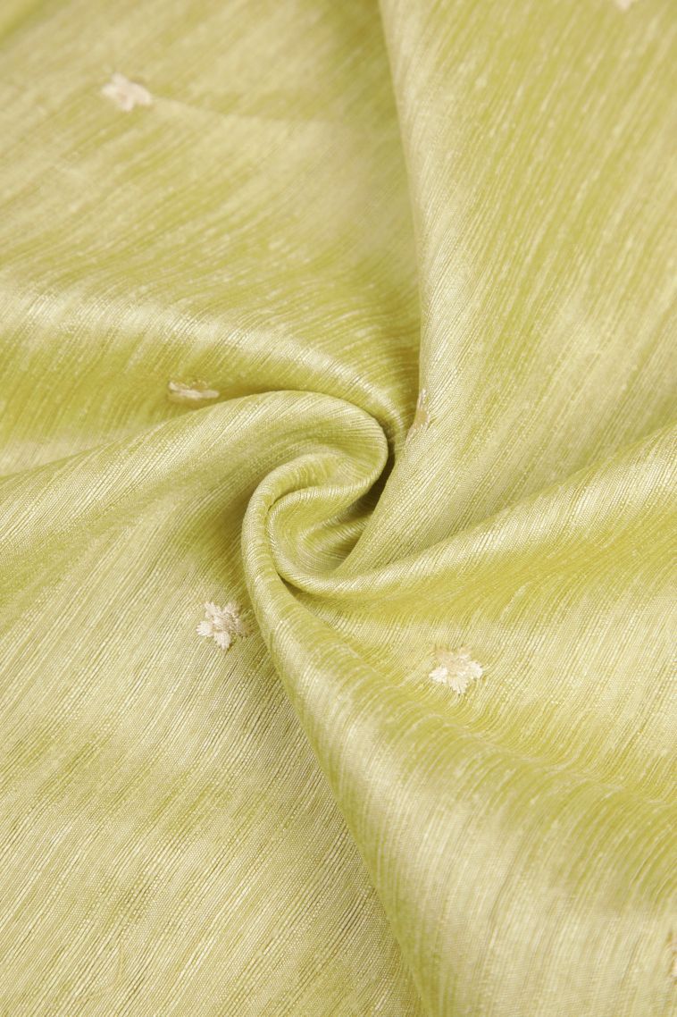 Lime Green Tussar Saree with Without Zari Zari Buttis (small Dots Or Motifs) view 4