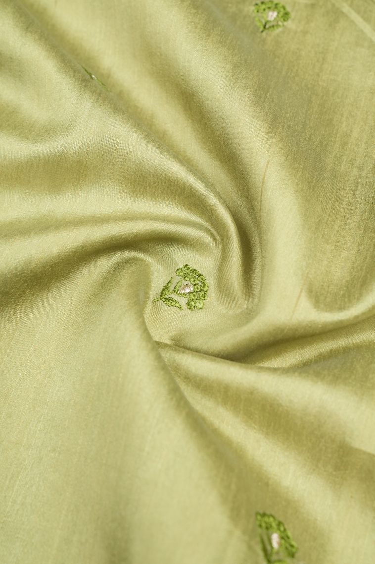 Olive Green Tussar Saree with Without Zari Zari Buttis (small Dots Or Motifs) view 4