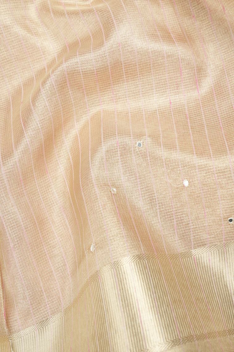 Crepe Pink Organza Saree with Without Zari Zari Floral Patterns view 3