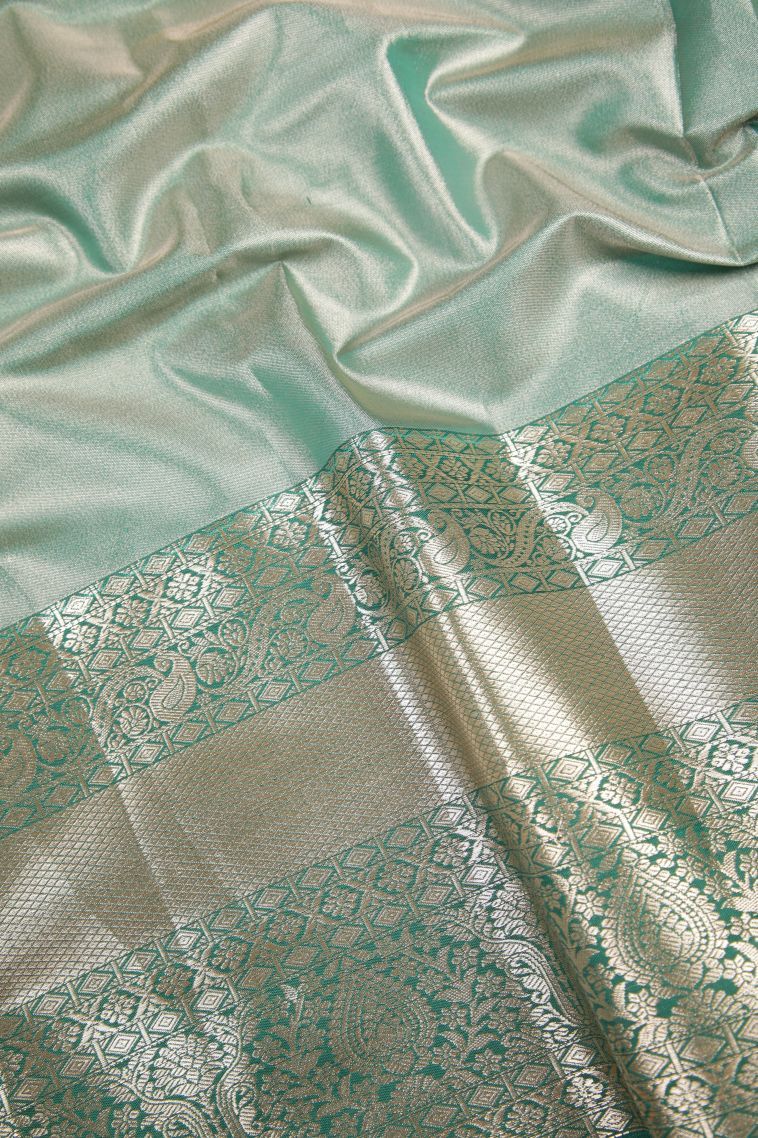 Lavender Purple Tissue Silk Sarees with Silver Zari Floral Patterns view 3