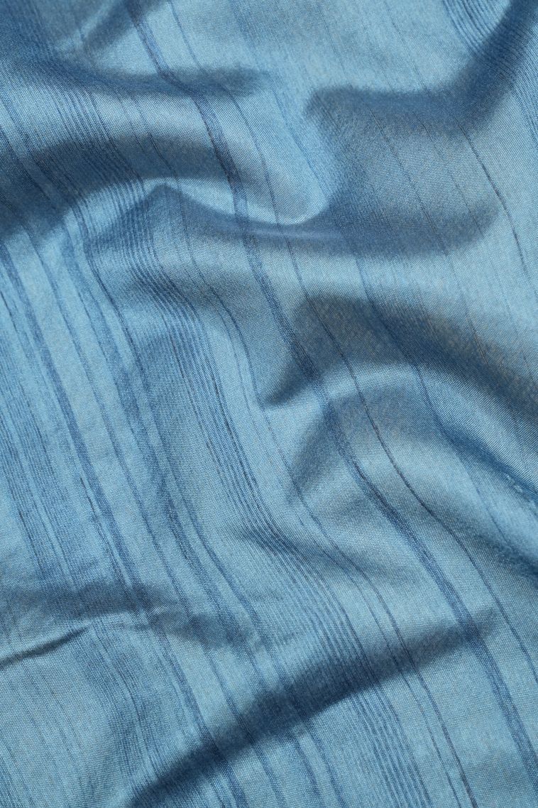 Cerulean Blue Tussar Saree with Without Zari Zari Buttis (small Dots Or Motifs) view 3