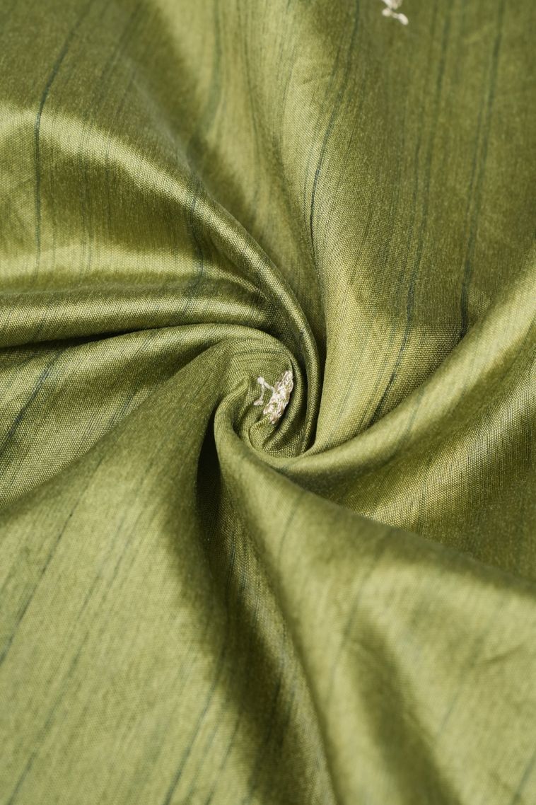 Moccon Green Tussar Saree with Without Zari Zari Buttis (small Dots Or Motifs) view 4
