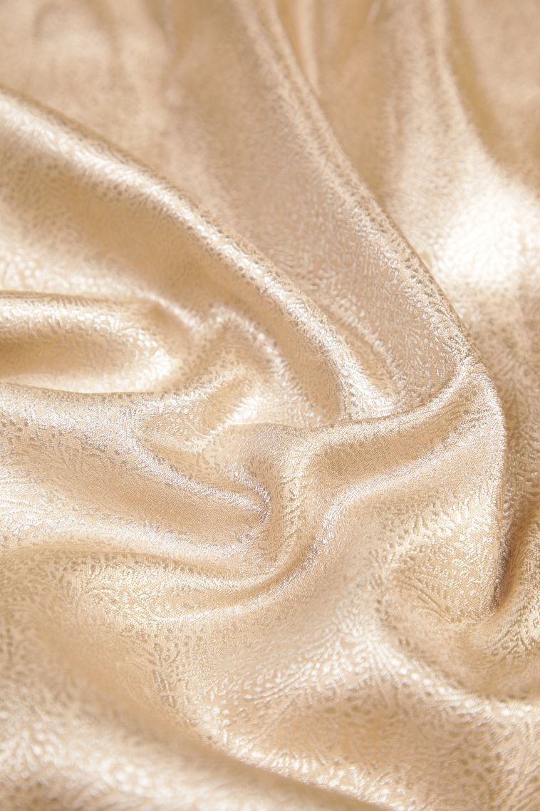 Gold Tissue Silk Sarees with Silver Zari Floral Patterns view 4