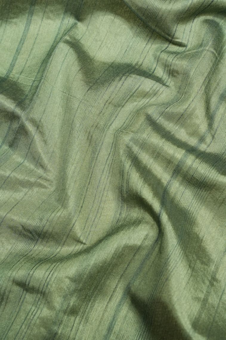 Emerald Green Tussar Saree with Without Zari Zari Buttis (small Dots Or Motifs) view 3