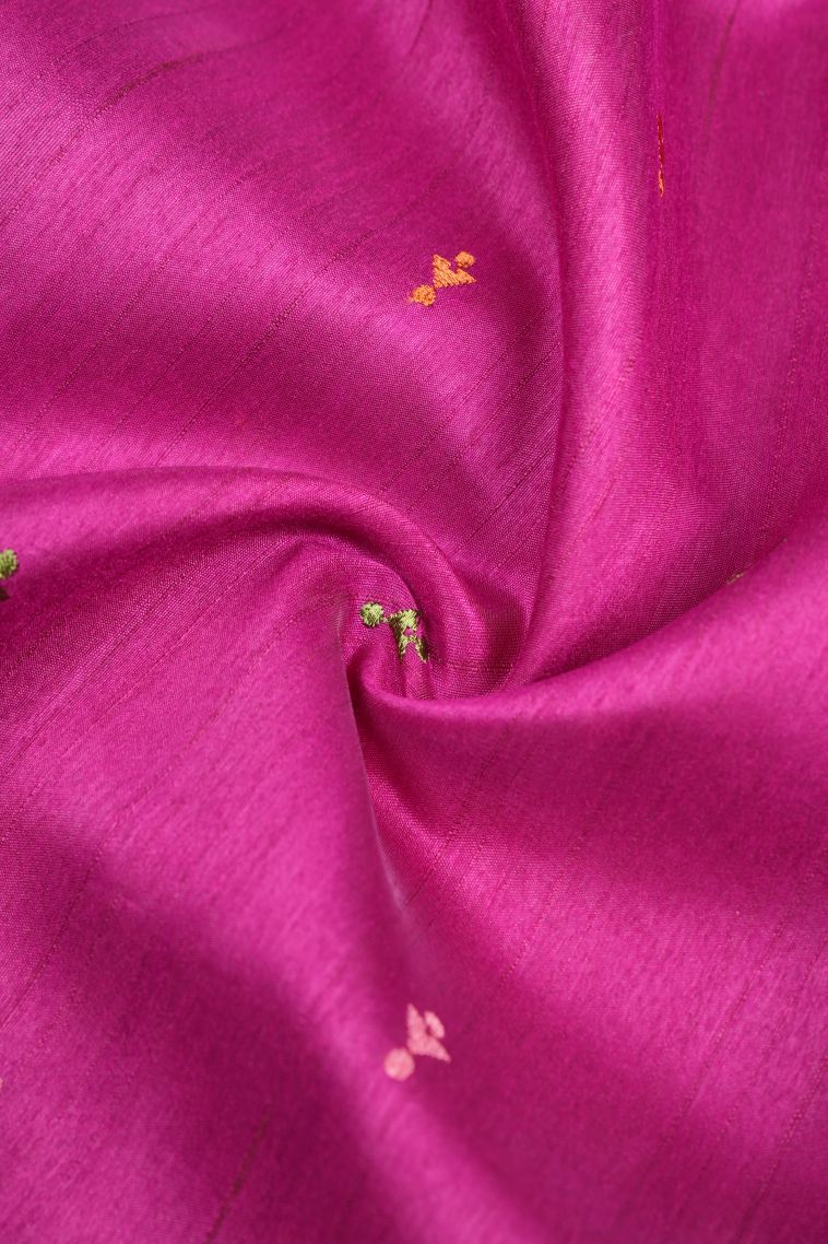 Magenta Purple Tussar Saree with Without Zari Zari Buttis (small Dots Or Motifs) view 4