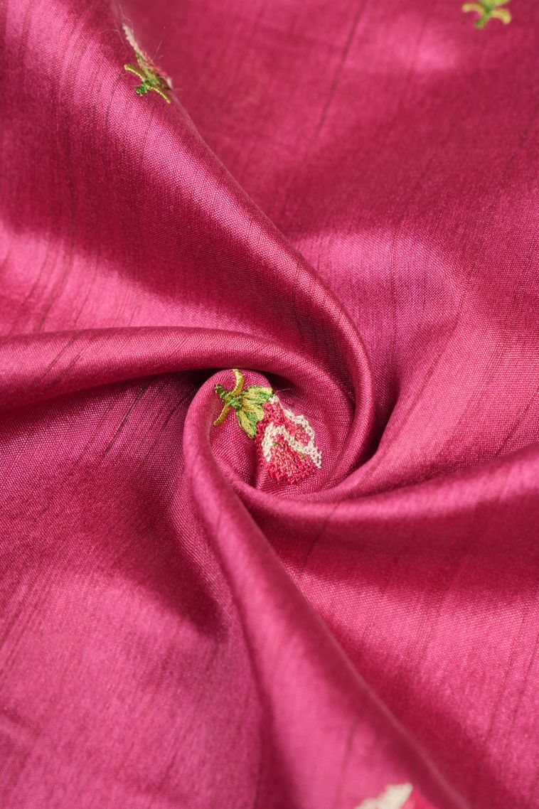 Rouge Pink Tussar Saree with Without Zari Zari Buttis (small Dots Or Motifs) view 4