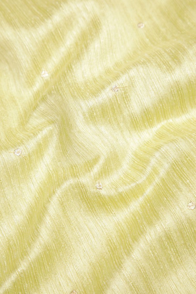 Lime Green Tussar Saree with Without Zari Zari Buttis (small Dots Or Motifs) view 3