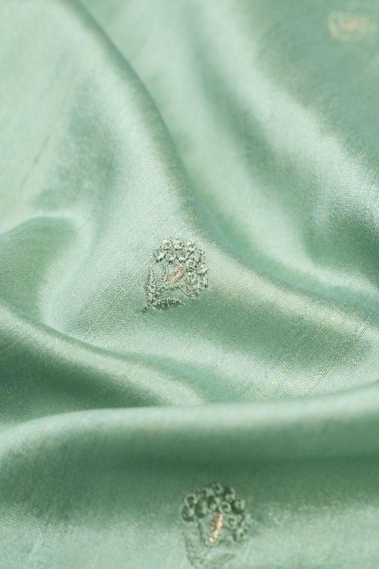 Arctic Blue Tussar Saree with Without Zari Zari Buttis (small Dots Or Motifs) view 4