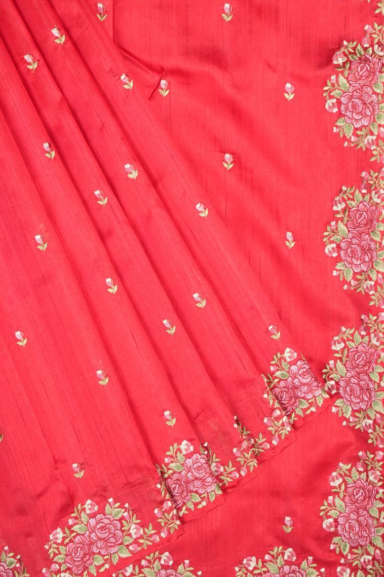 Strawberry Pink Tussar Saree with Without Zari Zari Buttis (small Dots Or Motifs) view 1