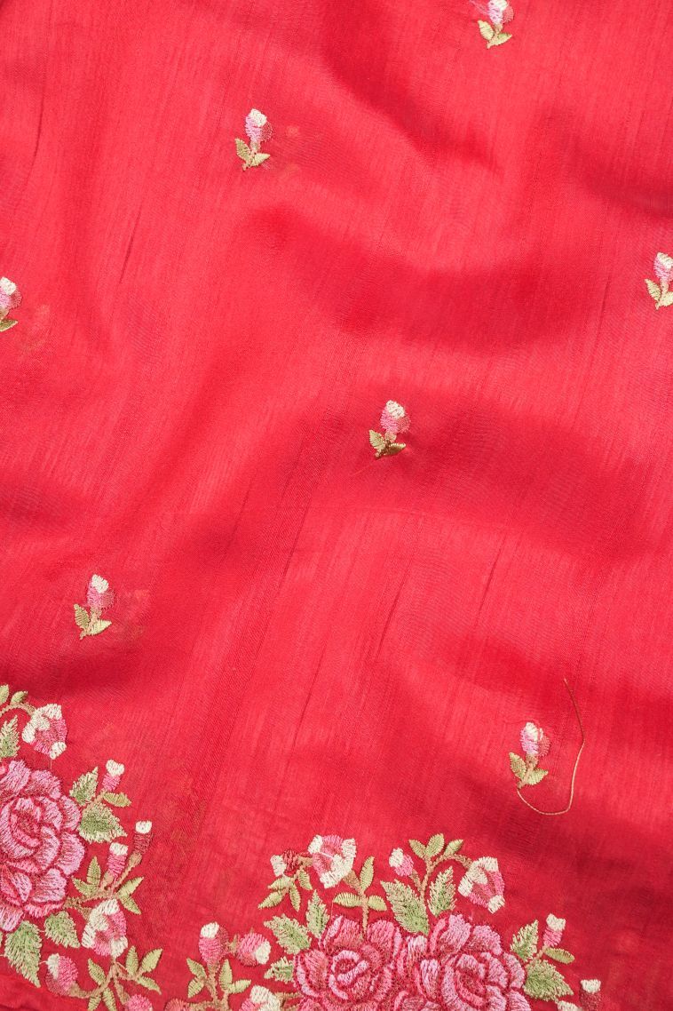 Strawberry Pink Tussar Saree with Without Zari Zari Buttis (small Dots Or Motifs) view 3
