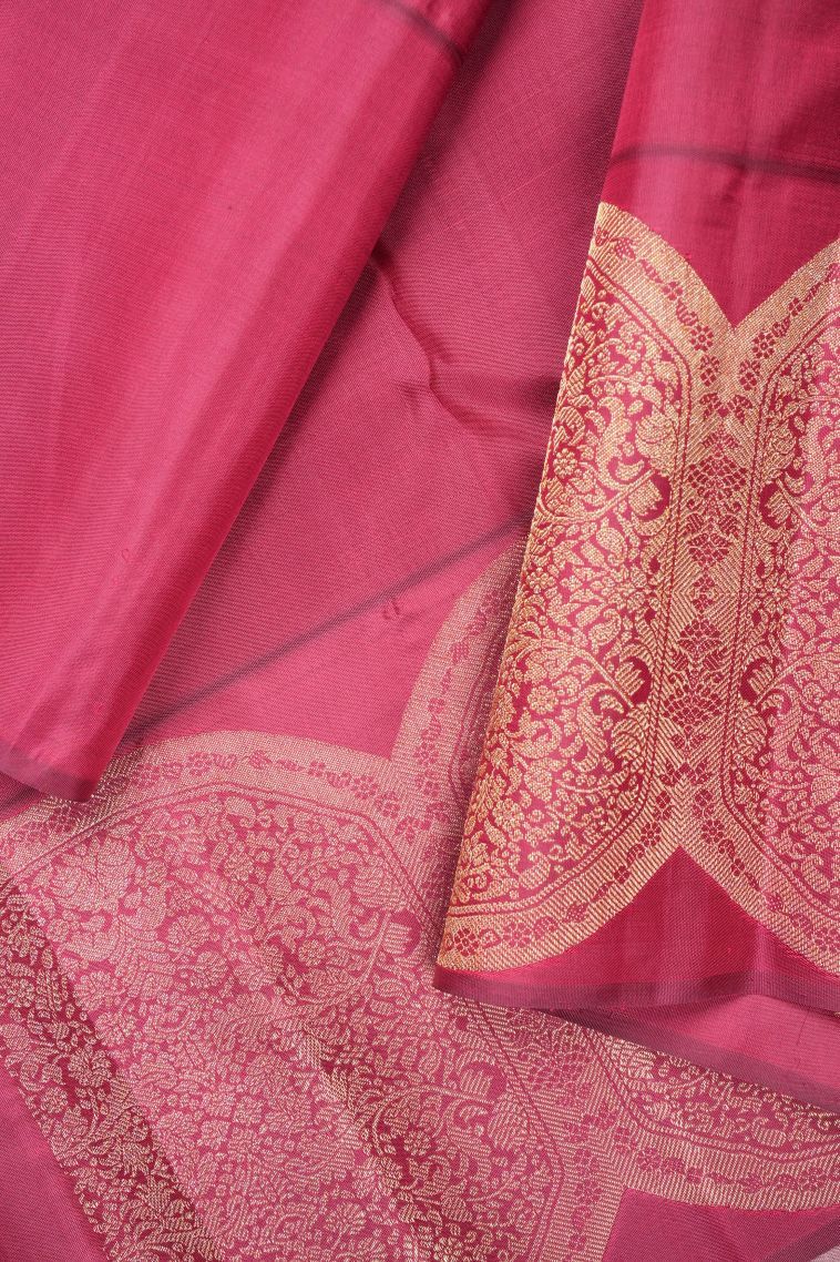 Cream White Kanchipuram Silk Sarees with Gold Zari Checks view 3