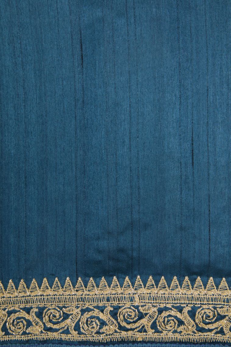 Lapis Blue Tussar Saree with Without Zari Zari Buttis (small Dots Or Motifs) view 3