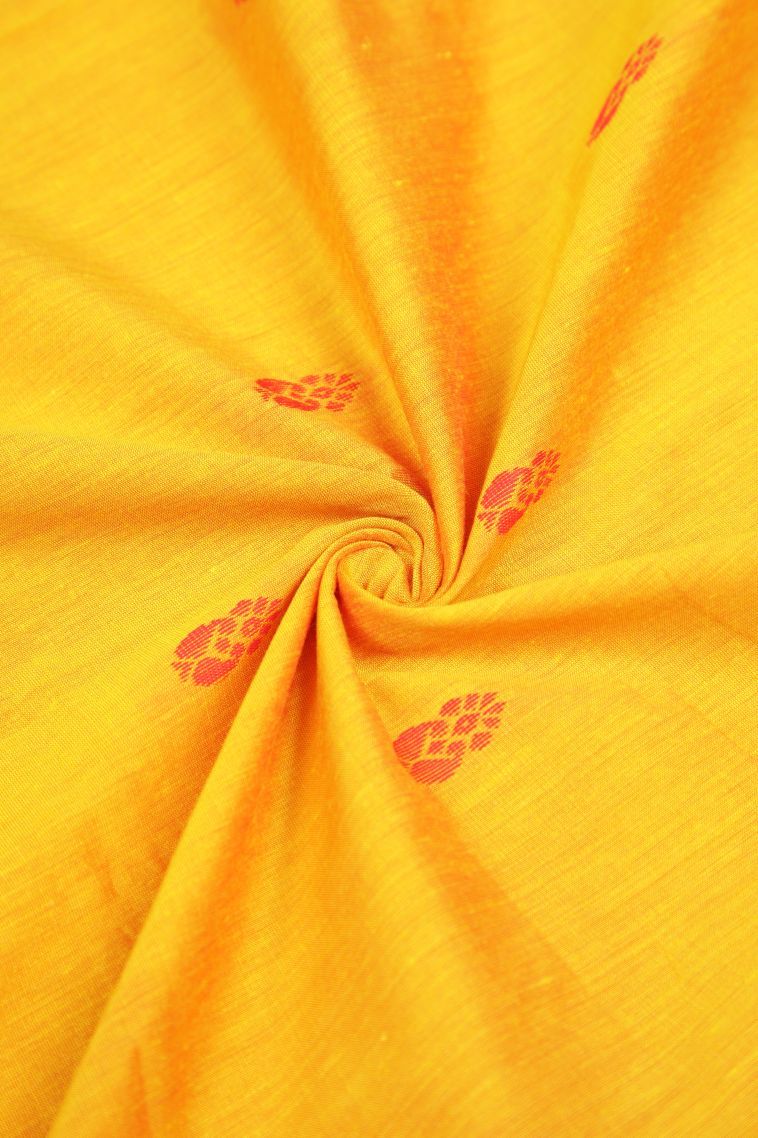 Lemon Yellow Kalyani Cotton with Without Zari Zari Buttis (small Dots Or Motifs) view 4