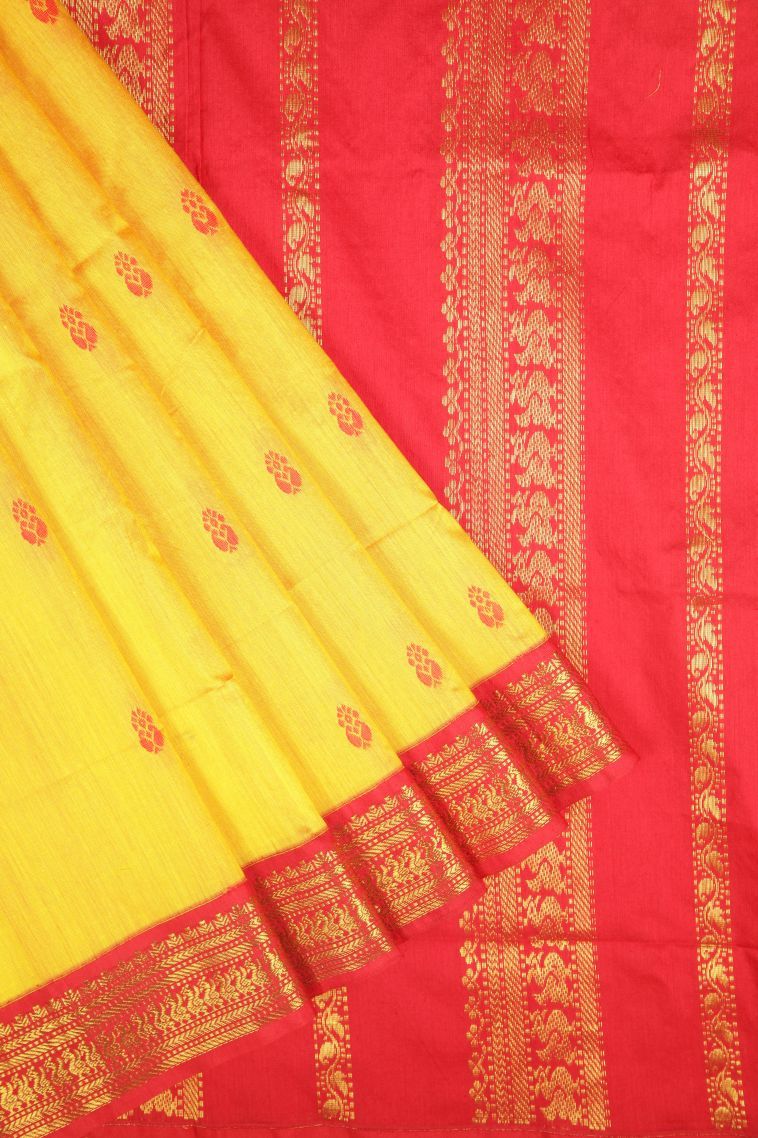 Lemon Yellow Kalyani Cotton with Without Zari Zari Buttis (small Dots Or Motifs) view 1
