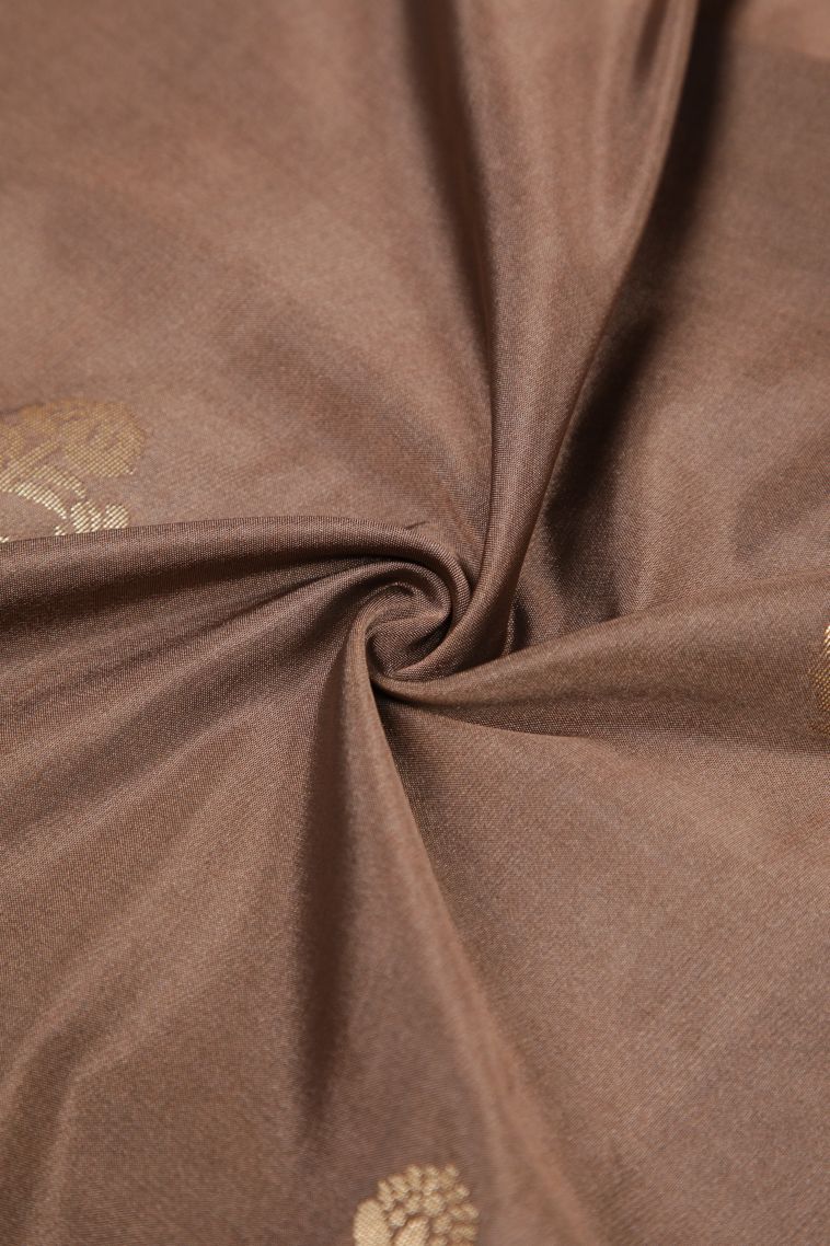 Tawny Brown Soft Silk Saree with Copper Zari Buttis (small Dots Or Motifs) view 4