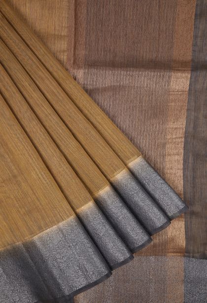 Gold Tussar Saree with Without Zari Zari Plain