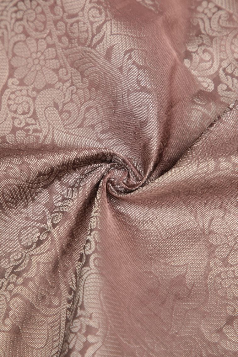 Rosewood Pink Soft Silk Saree with Silver Zari Floral Patterns view 4