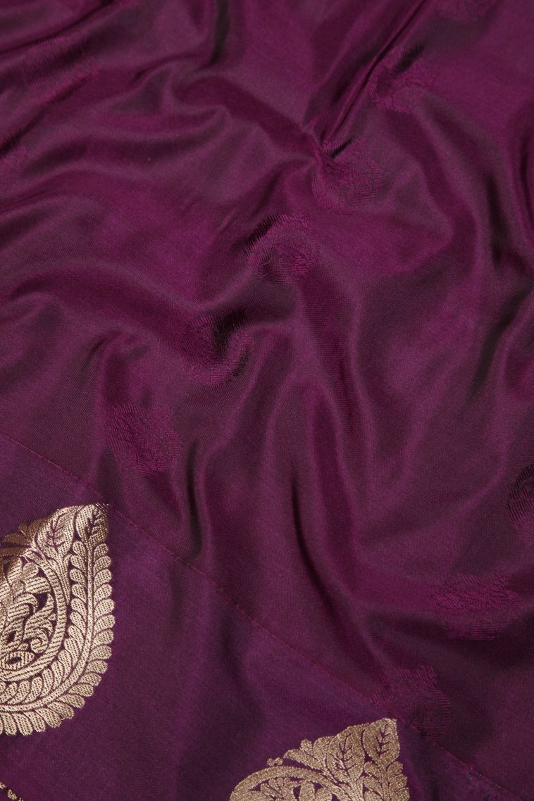 Tawny Brown Soft Silk Saree with Copper Zari Stripes view 3