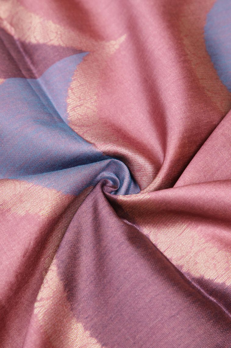 Lemonade Pink Tussar Saree with Without Zari Zari Floral Patterns view 4