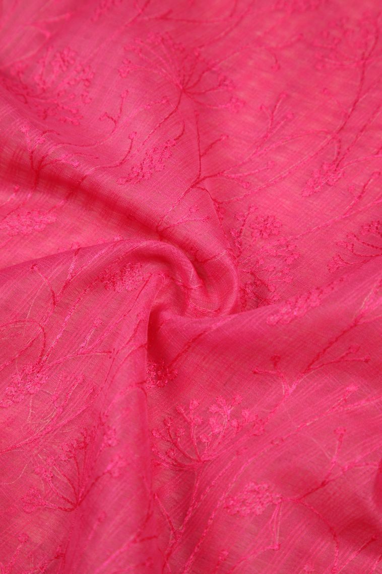 Hot Pink Tussar Saree with Without Zari Zari Floral Patterns view 4