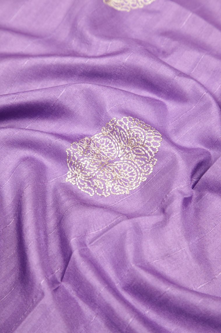 Orchid Purple Tussar Saree with Without Zari Zari Buttis (small Dots Or Motifs) view 4