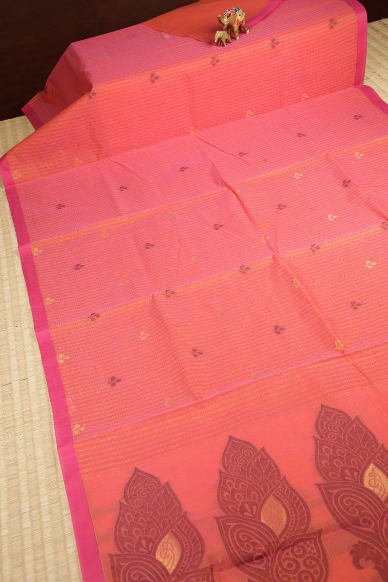 Ballet Pink Kovai Cotton Sarees with Without Zari Zari Stripes view 2