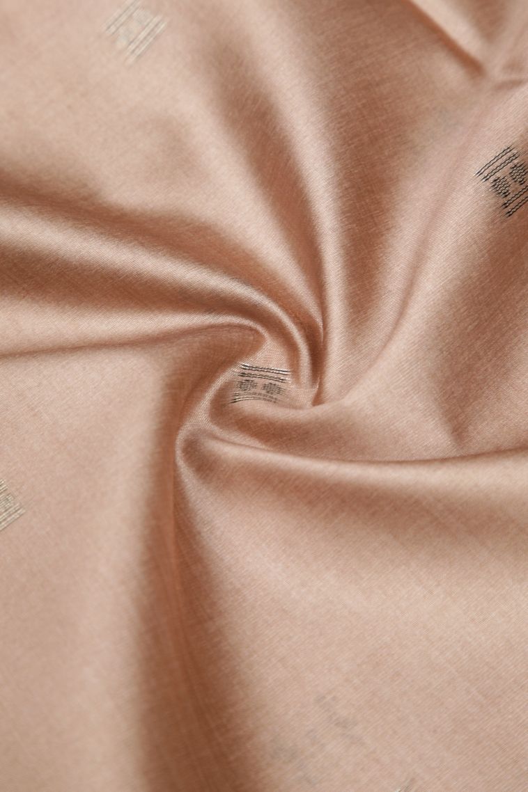 Lemonade Pink Tussar Saree with Bronze Zari Buttis (small Dots Or Motifs) view 4