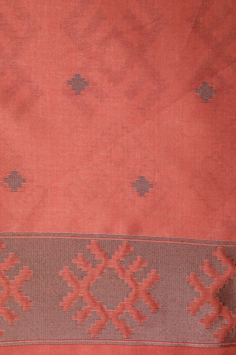 Lemonade Pink Tussar Saree with Bronze Zari Buttis (small Dots Or Motifs) view 3