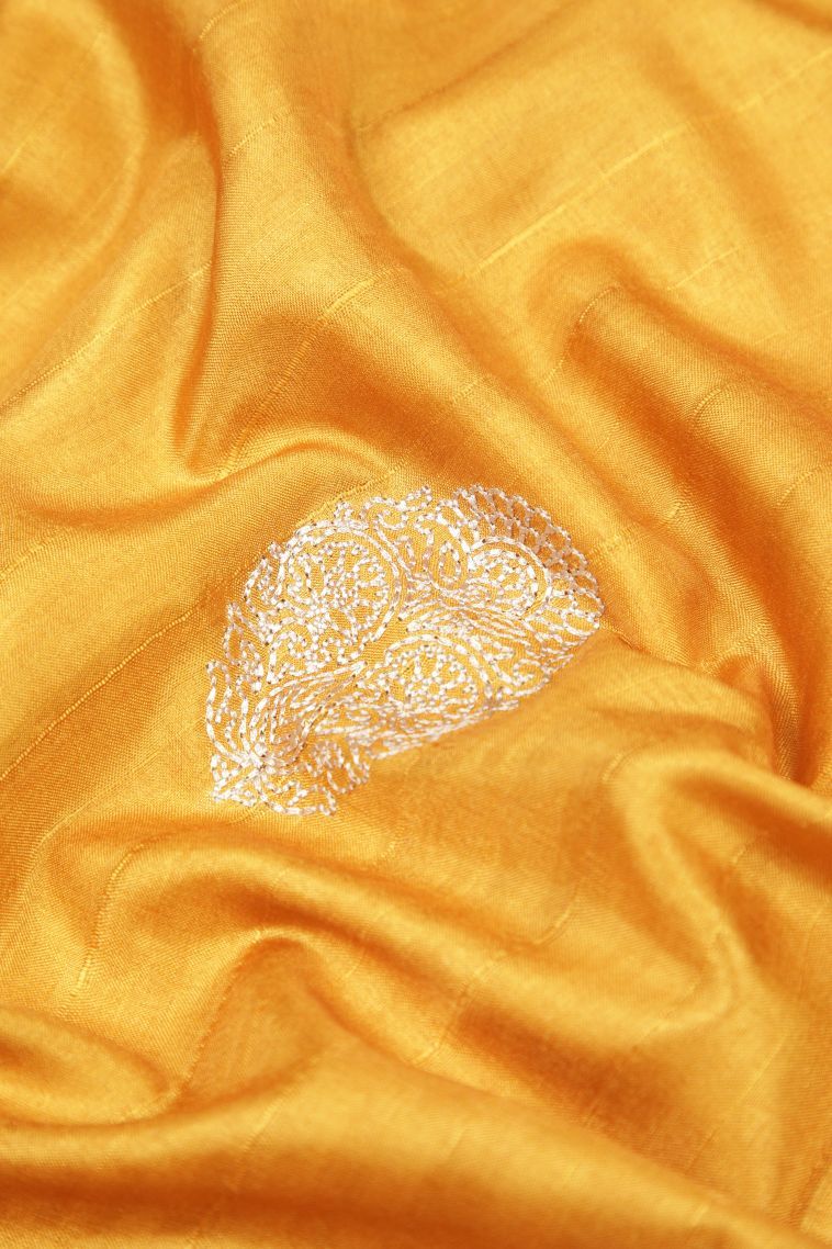 Gold Tussar Saree with Without Zari Zari Buttis (small Dots Or Motifs) view 4