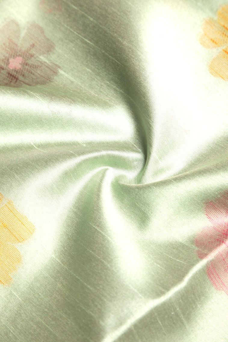 Pistachio Green Tussar Saree with Bronze Zari Buttis (small Dots Or Motifs) view 4