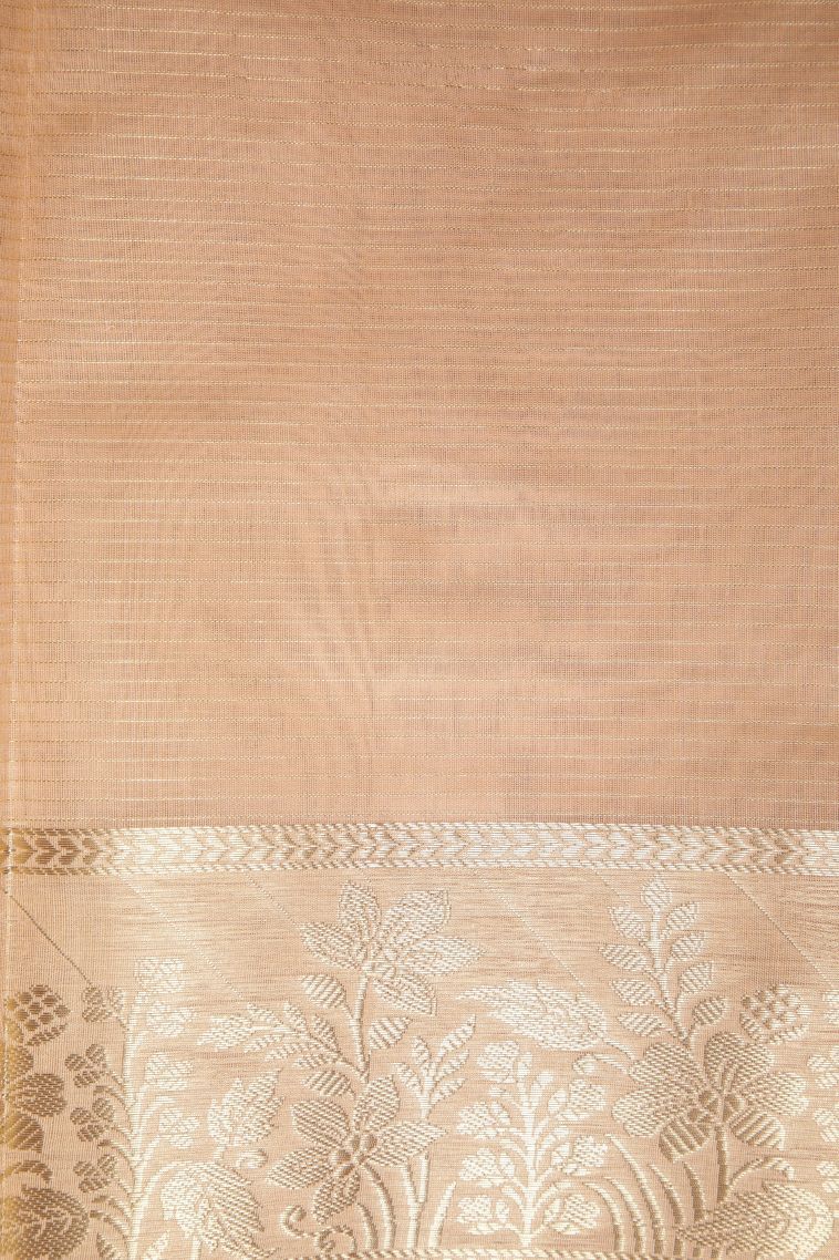 Salmon Pink Tussar Saree with Without Zari Zari Buttis (small Dots Or Motifs) view 3