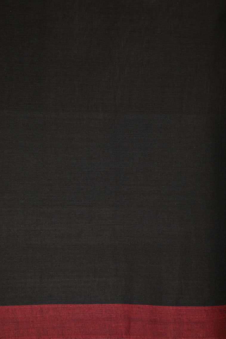 Asphalt Black Poly Cotton Sarees with Without Zari Zari Buttis (small Dots Or Motifs) view 3