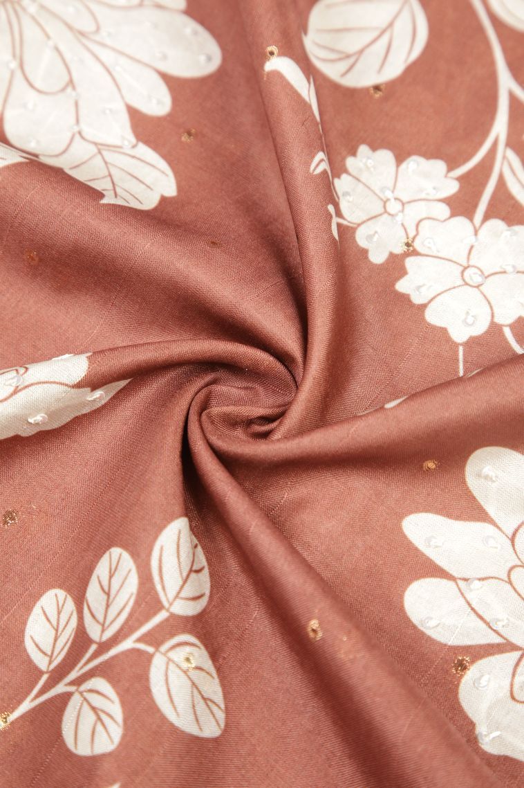 Bronze Orange Tussar Saree with Without Zari Zari Floral Patterns view 4