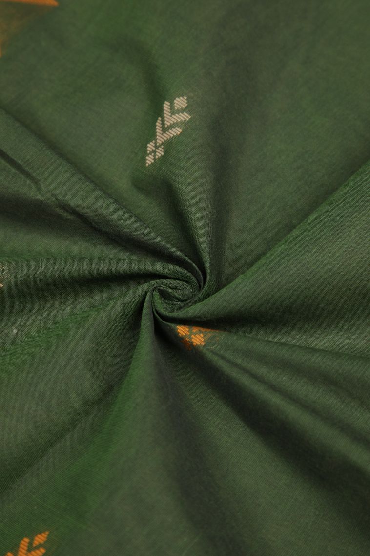 Bottle Green Kovai Cotton Sarees with Without Zari Zari Buttis (small Dots Or Motifs) view 4