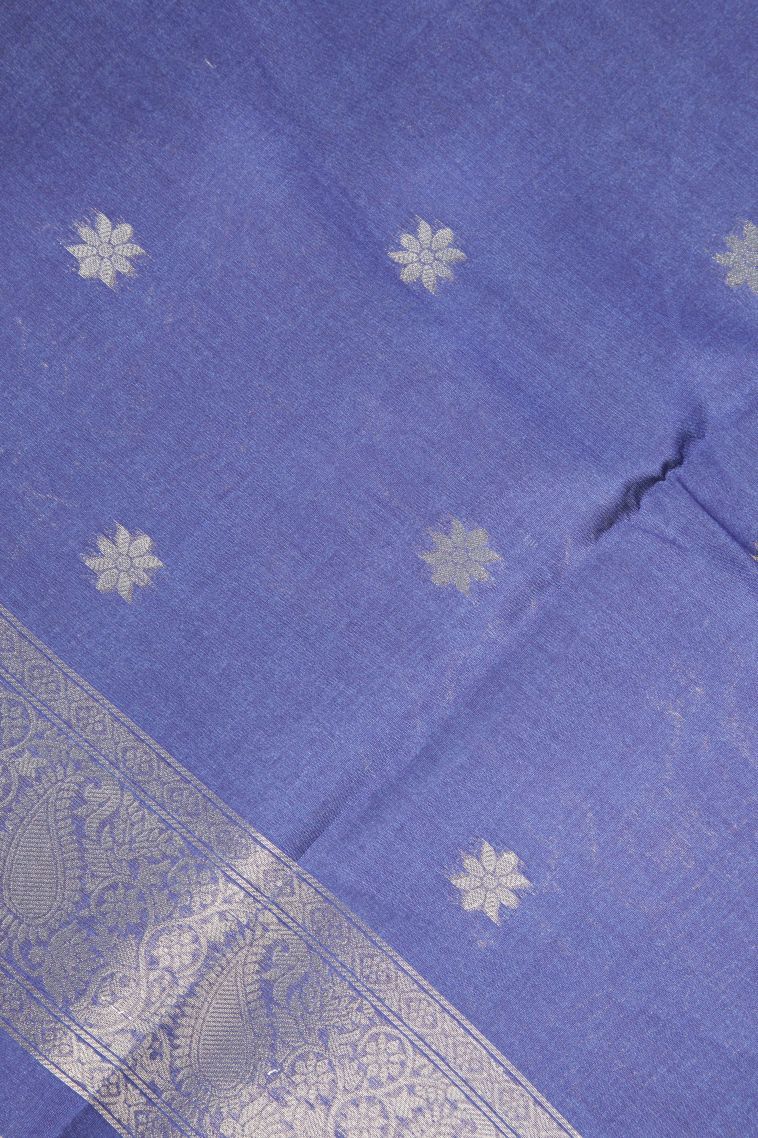 Mint Green Tussar Saree with Without Zari Zari Floral Patterns view 3